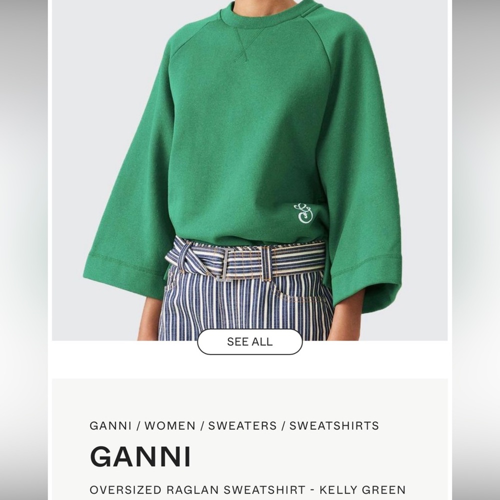 NWOT GANNI Oversized Raglan Sweatshirt